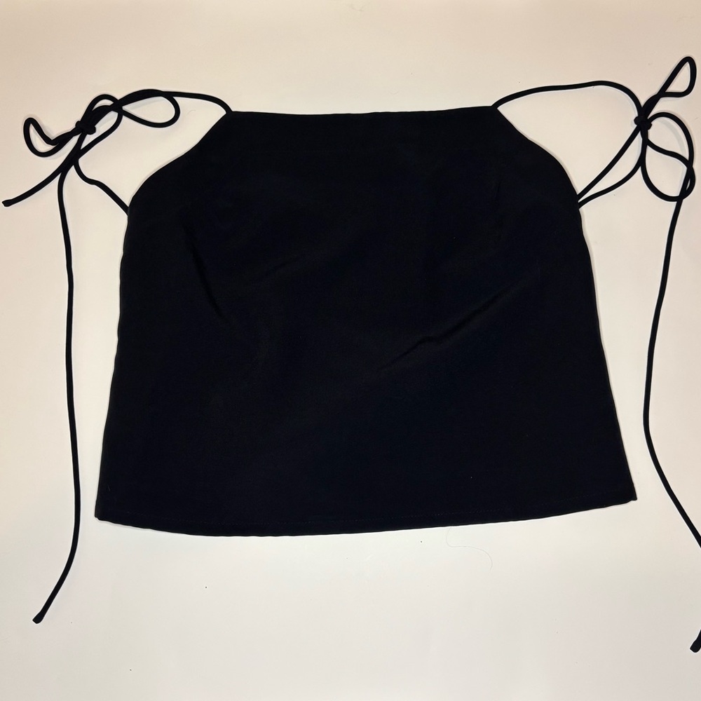 H&M Tie Strap Low Back Crop Top Black Size 2